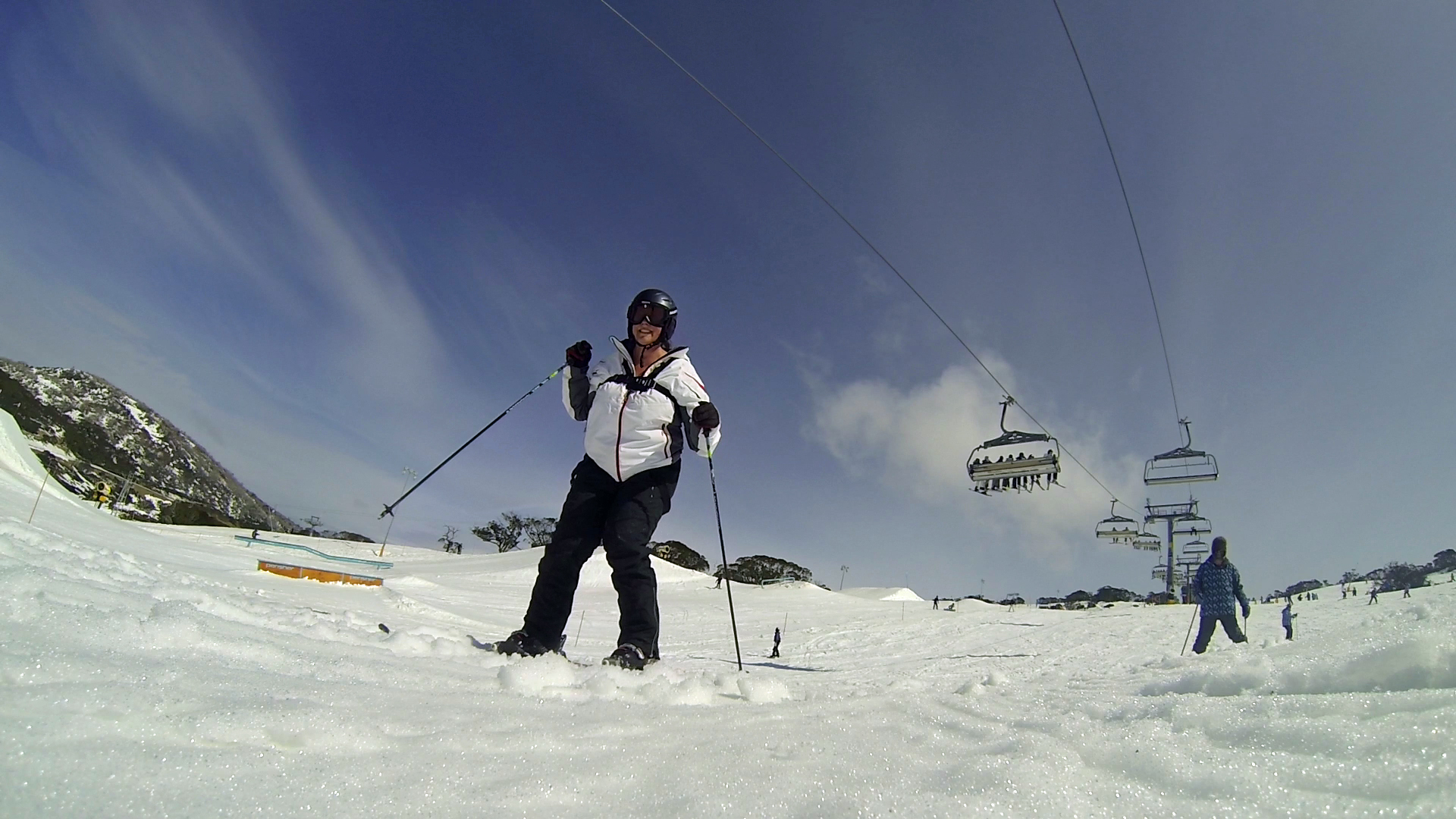 Rowena skiing downhill Fri
