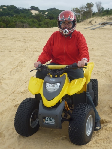 Here I am riding the quad bike. Of all the activities, this one took me most out of my comfort zone.