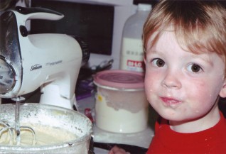 Baking with Mister back in 2007, aged 3.