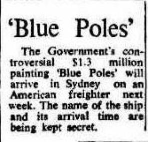 Blue Poles newspaper article 1974
